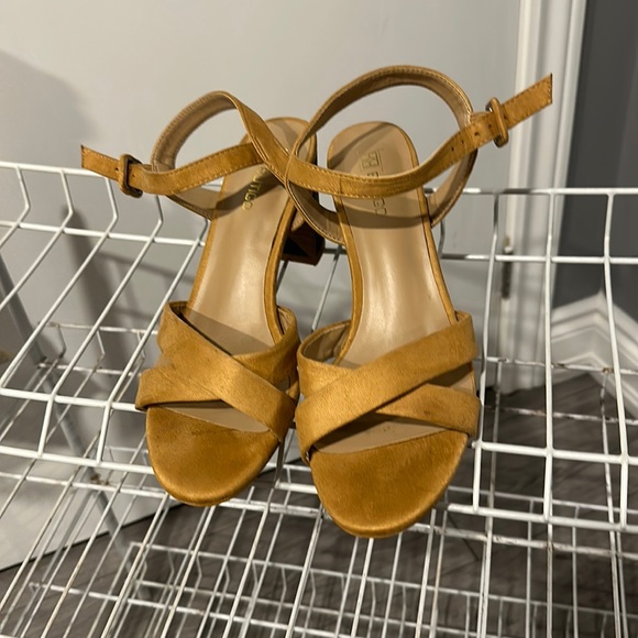 Butigo Tan Colour Block Heel Sandals - Picture 1 of 6